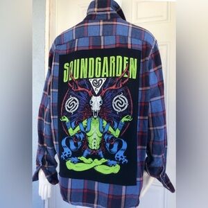 Soundgarden Vintage Tee Upcycled 100% cotton Flannel Shirt